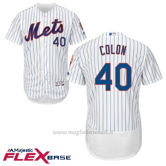 Maglia Baseball Uomo New York Mets 40 Bartolo Colon Bianco Flex Base